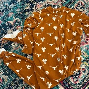 University Print Women's Burnt Orange Fleece Pajama Onesie